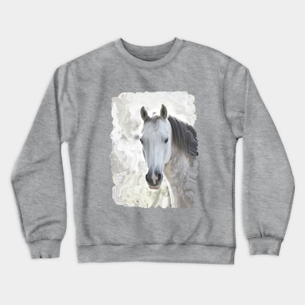 White dream horse - portrait Crewneck Sweatshirt by MarionsArt